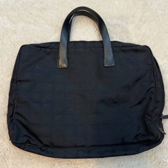 Chanel Logo Black Nylon & Leather Travel Ligne Document or Laptop Bag - Picture 3 of 10
